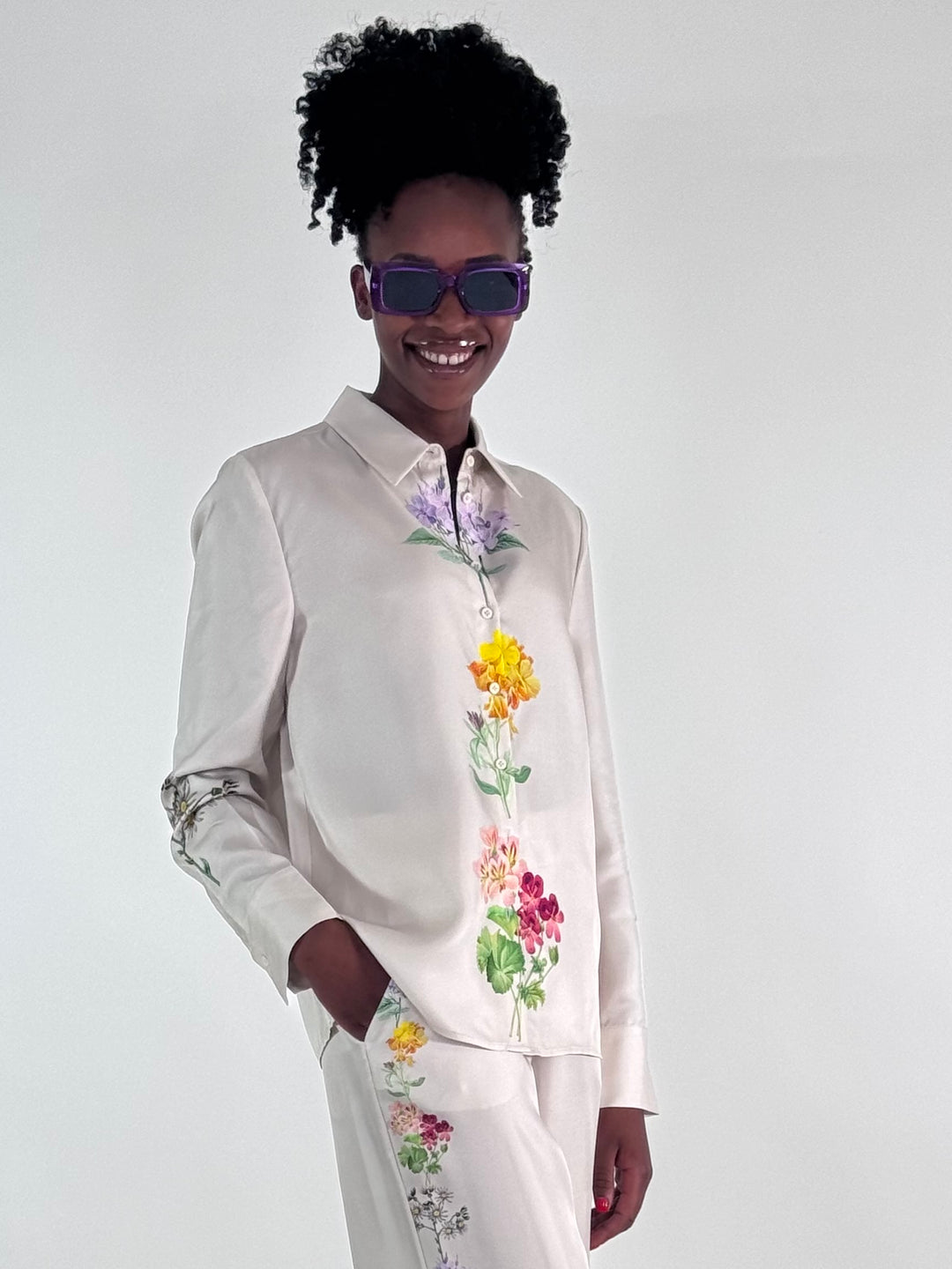 Elegante Seidenbluse mit Blütenprint