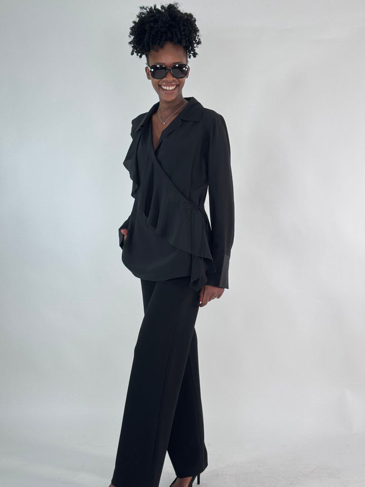 Wickelbluse Chloe mit Volant in Seide