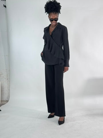 Wickelbluse Chloe mit Volant in Seide