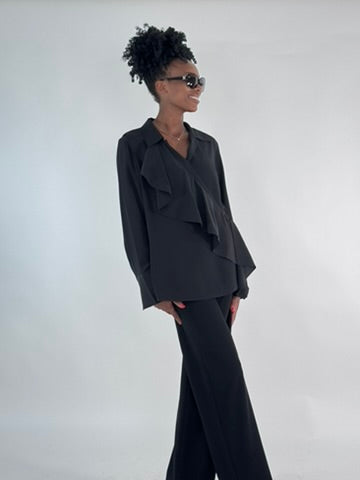 Wickelbluse Chloe mit Volant in Seide