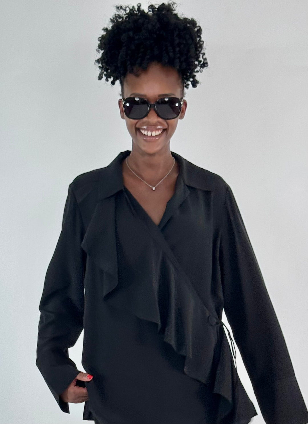 Wickelbluse Chloe mit Volant in Seide