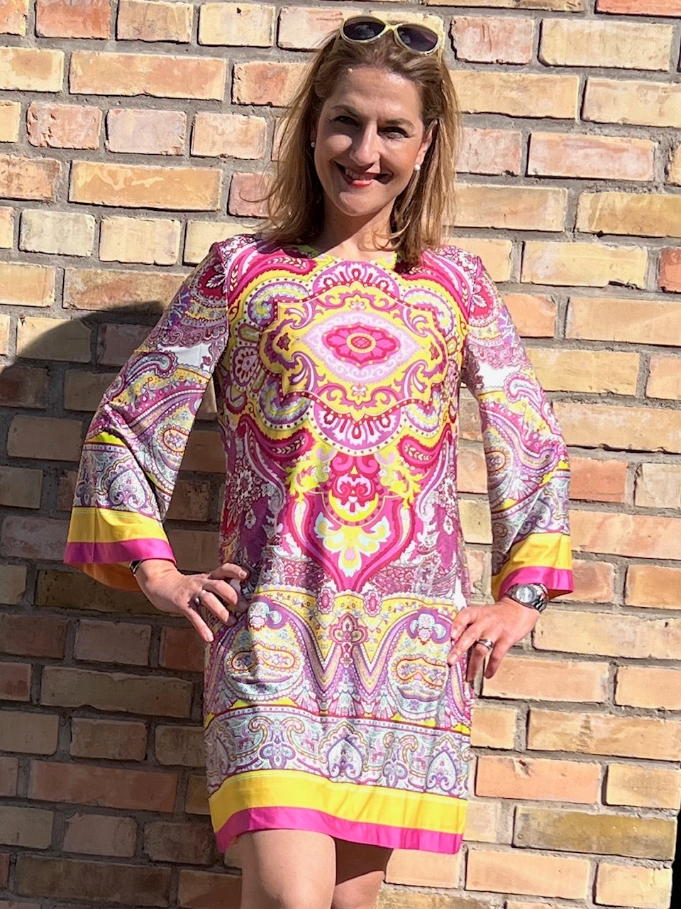 Print-Kleid Rundhals