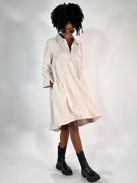 Polo-Cord-Kleid im Retro-Stil