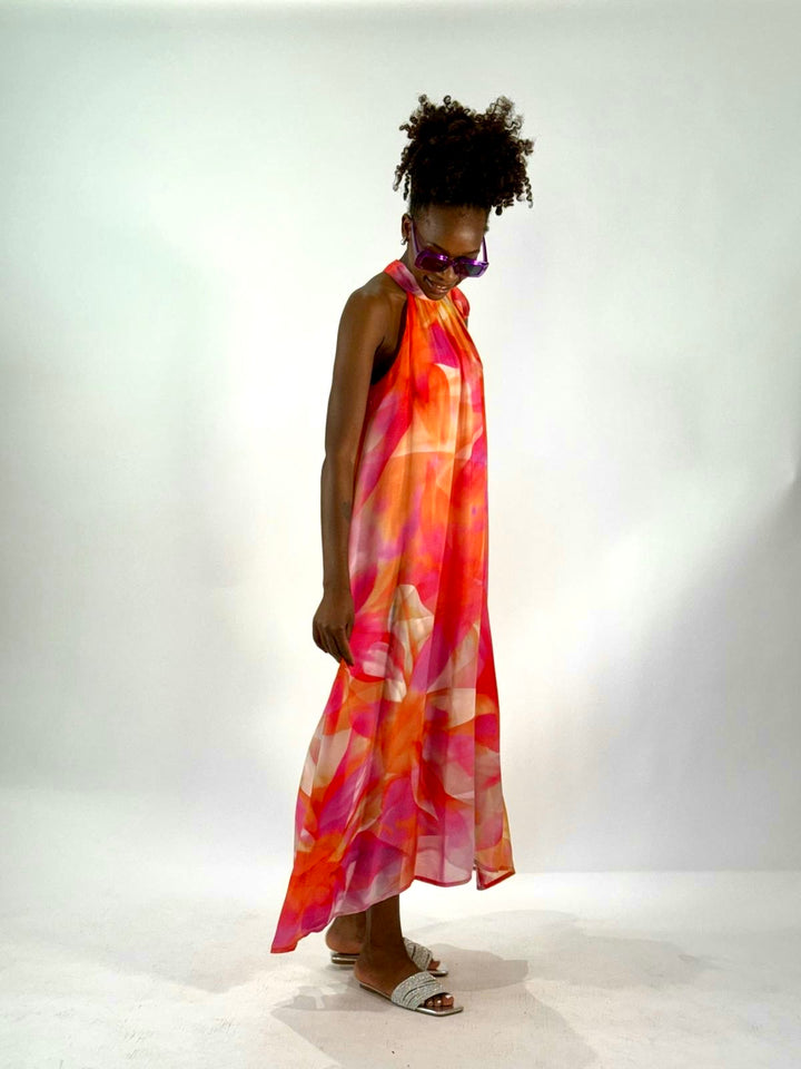 Maxi dress chiffon in halter style