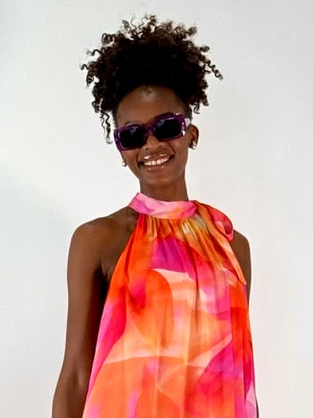 Maxi dress chiffon in halter style