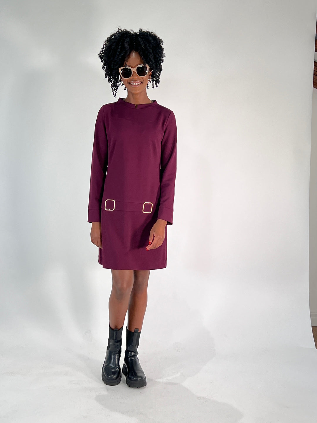 A-Linien-Kleid Sixties mit Langarm