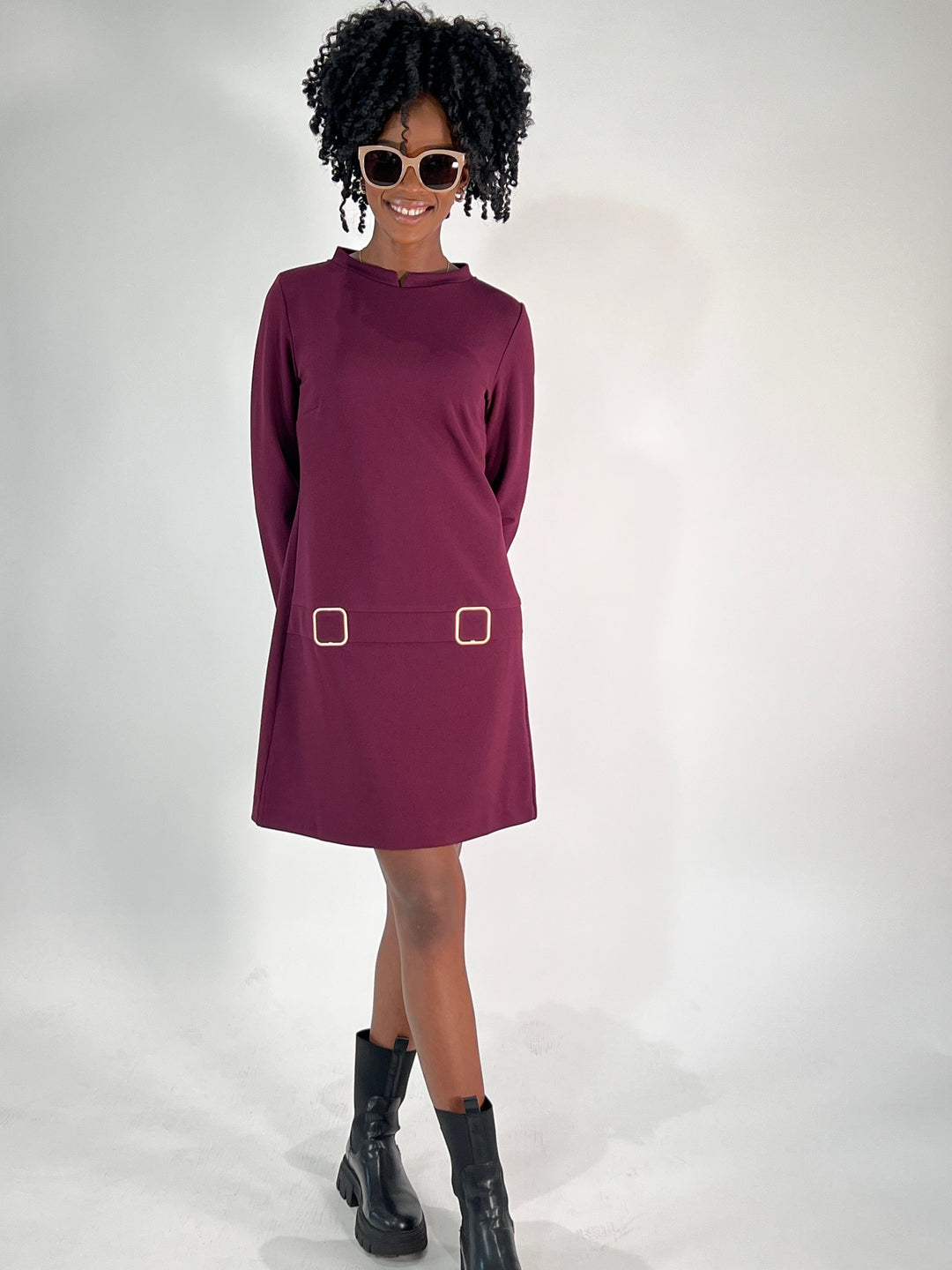 A-Linien-Kleid Sixties mit Langarm