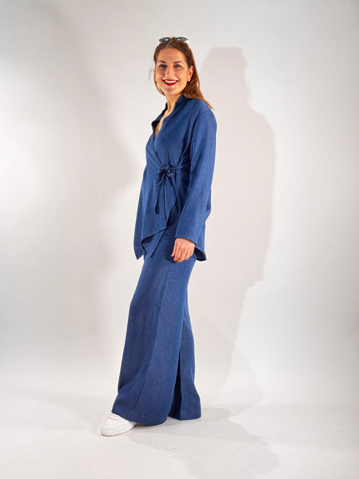 Wickelbluse im Kimono-Denim-Style