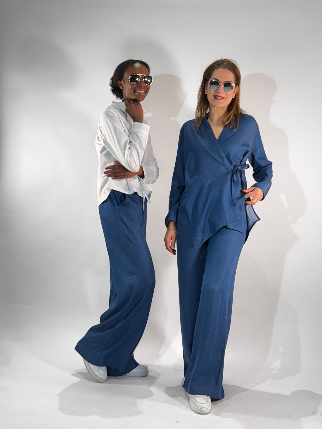 Wickelbluse im Kimono-Denim-Style