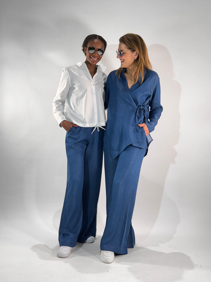 Wickelbluse im Kimono-Denim-Style