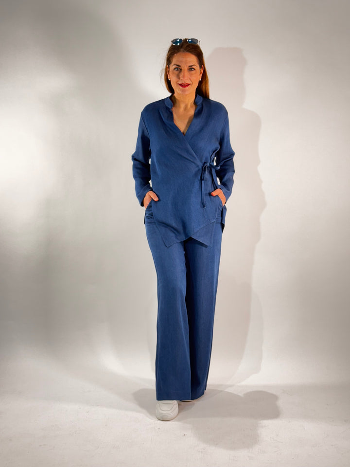 Wickelbluse im Kimono-Denim-Style