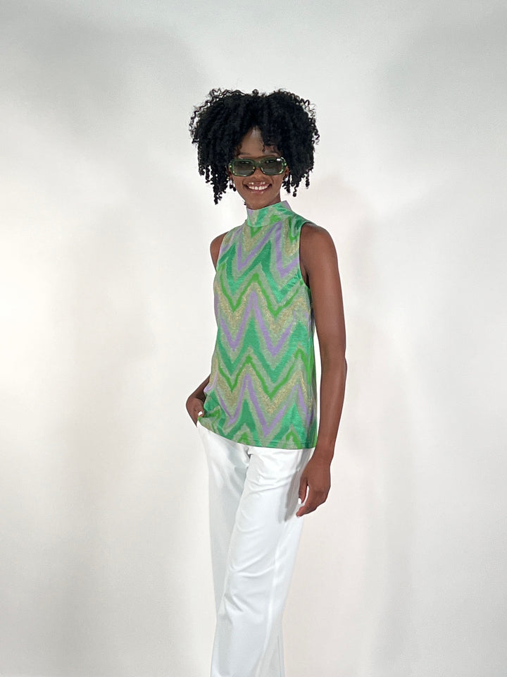 Top halter neck in zigzag design