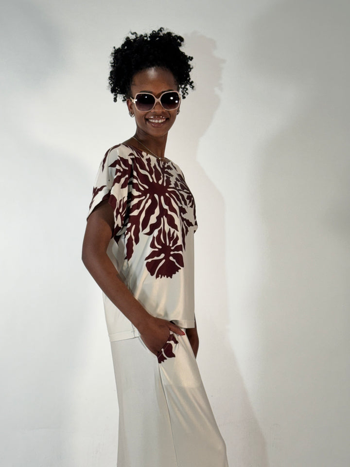 Print-Shirt Mahagoni