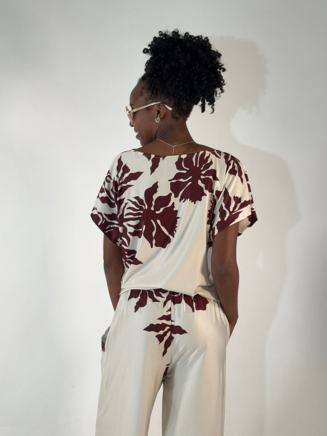 Print-Shirt Mahagoni