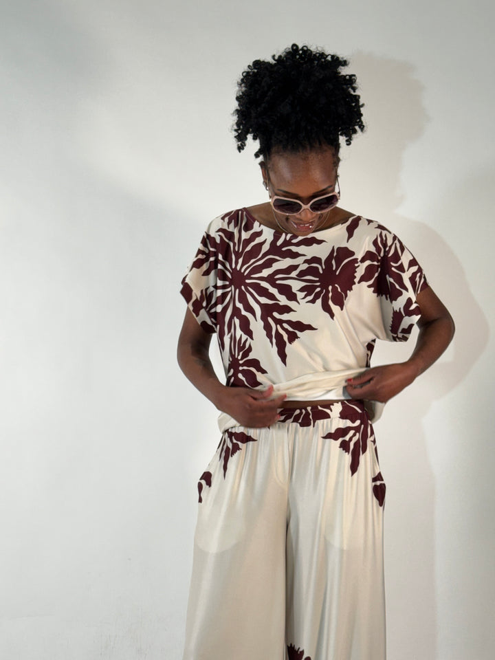 Print-Shirt Mahagoni
