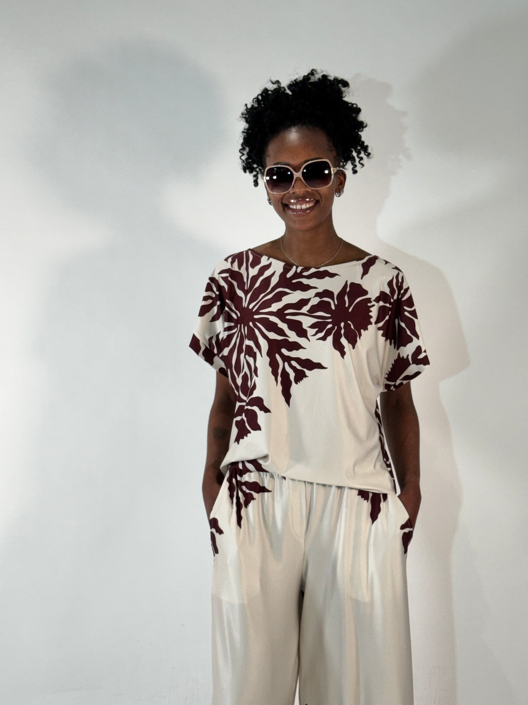 Print-Shirt Mahagoni