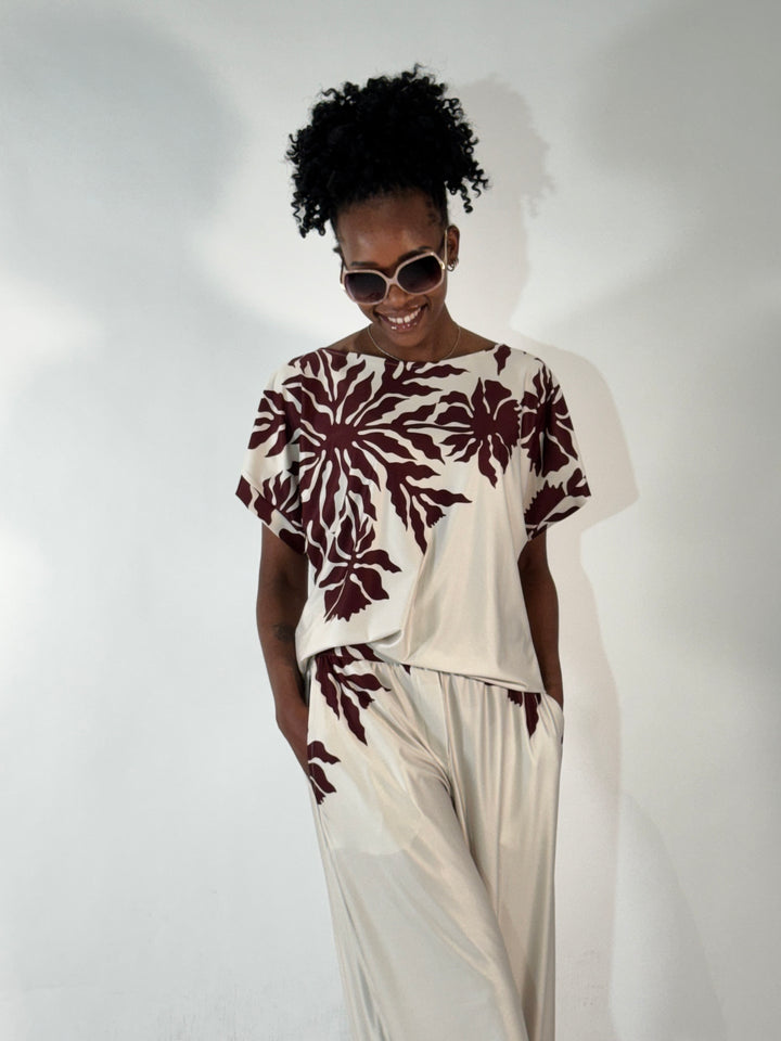 Print-Shirt Mahagoni