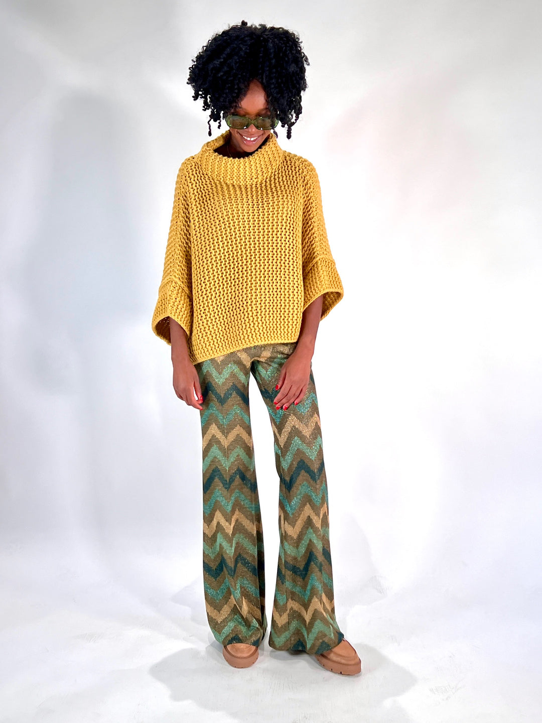Poncho-Pulli im Linksstrick