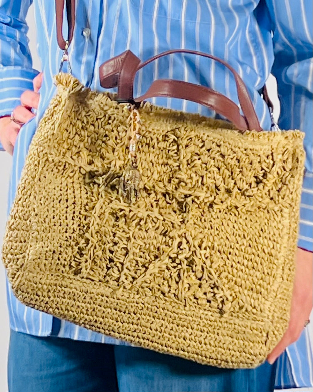 Soft Book Tote Small in Raffia