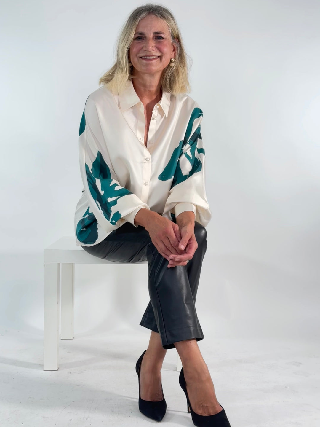 Seiden-Hemdbluse im floralen Print
