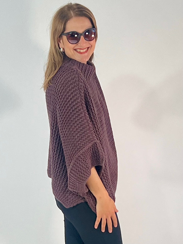 Poncho-Pulli im Linksstrick