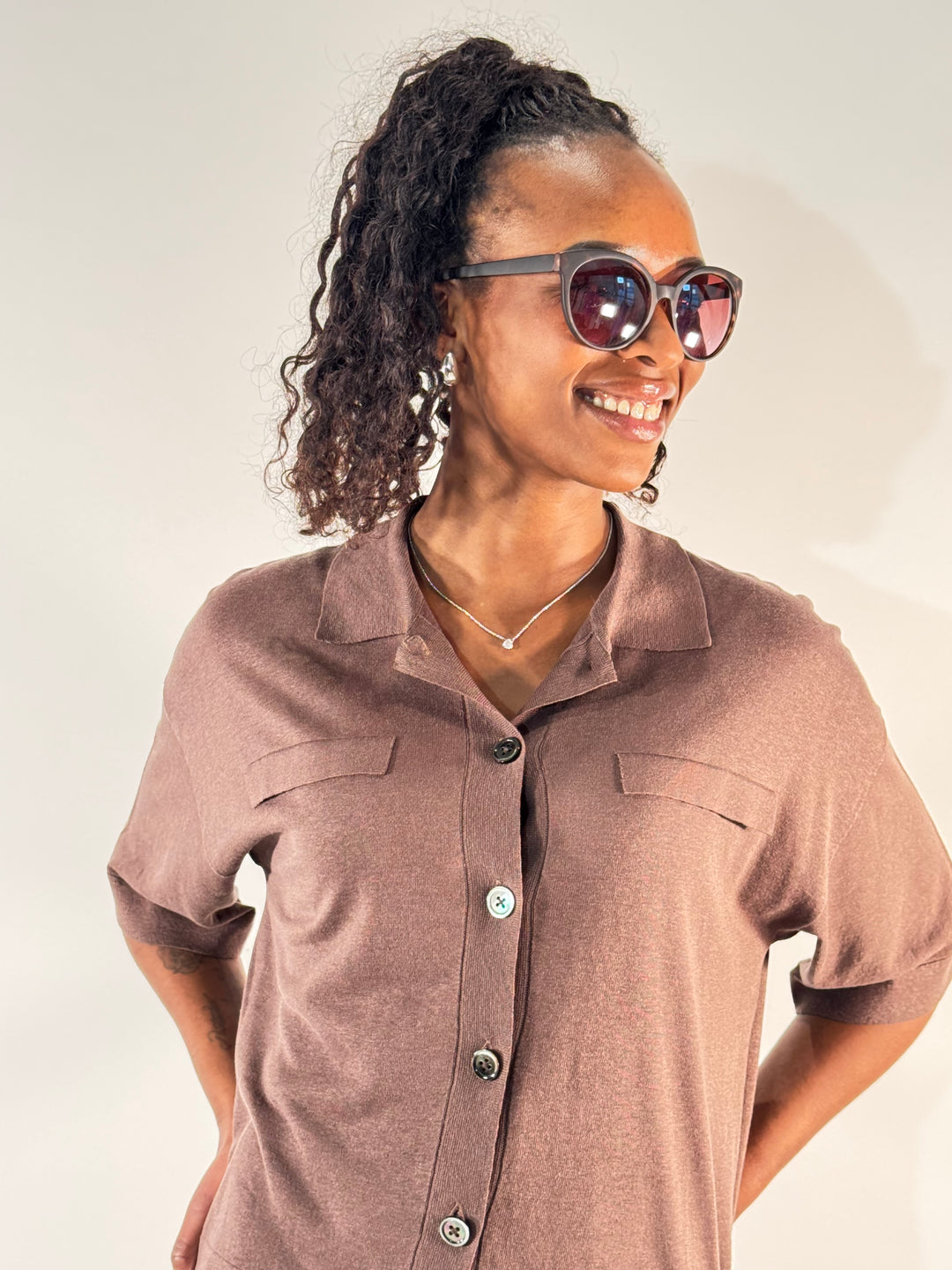 Polo Cardigan 1/2-Arm