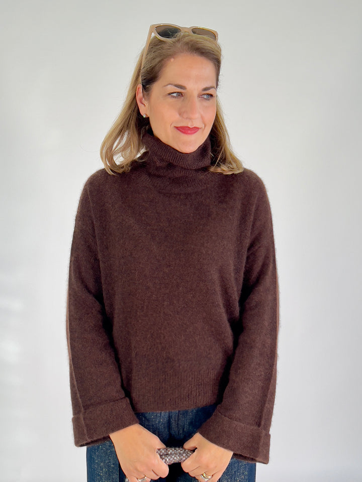 Rollkragen-Pulli mit Cashmere
