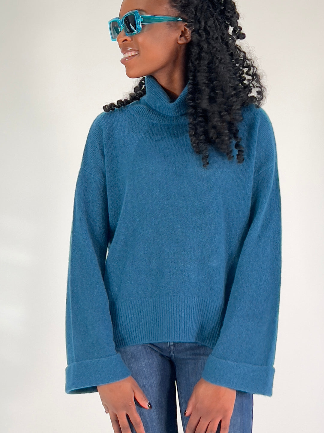 Rollkragen-Pulli mit Cashmere
