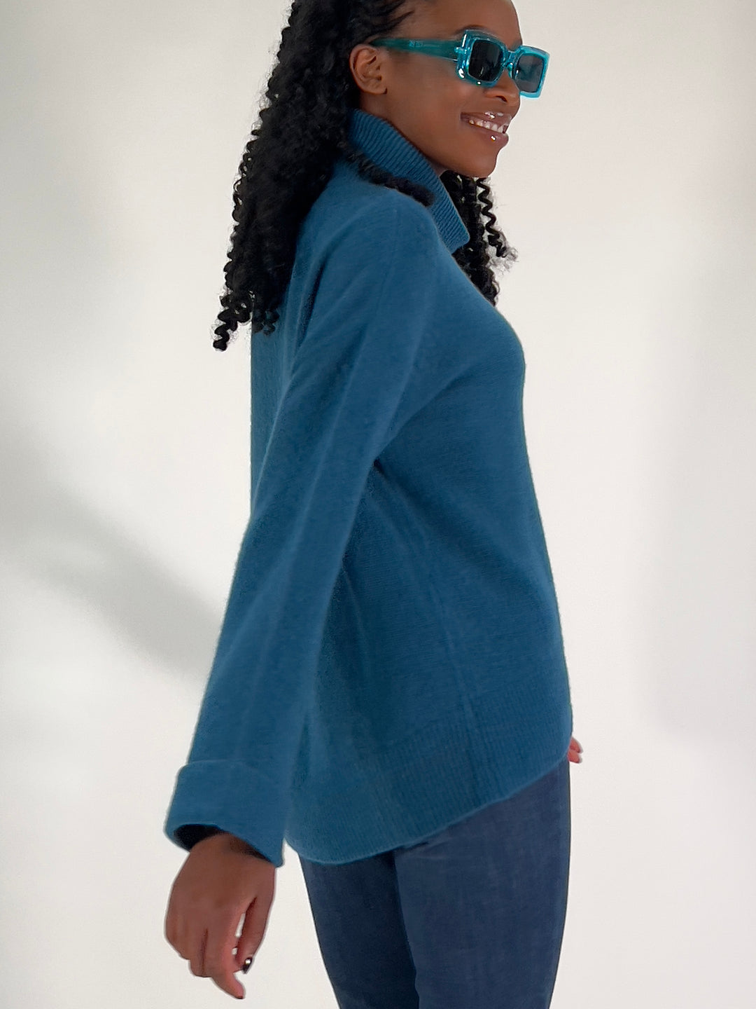 Rollkragen-Pulli mit Cashmere