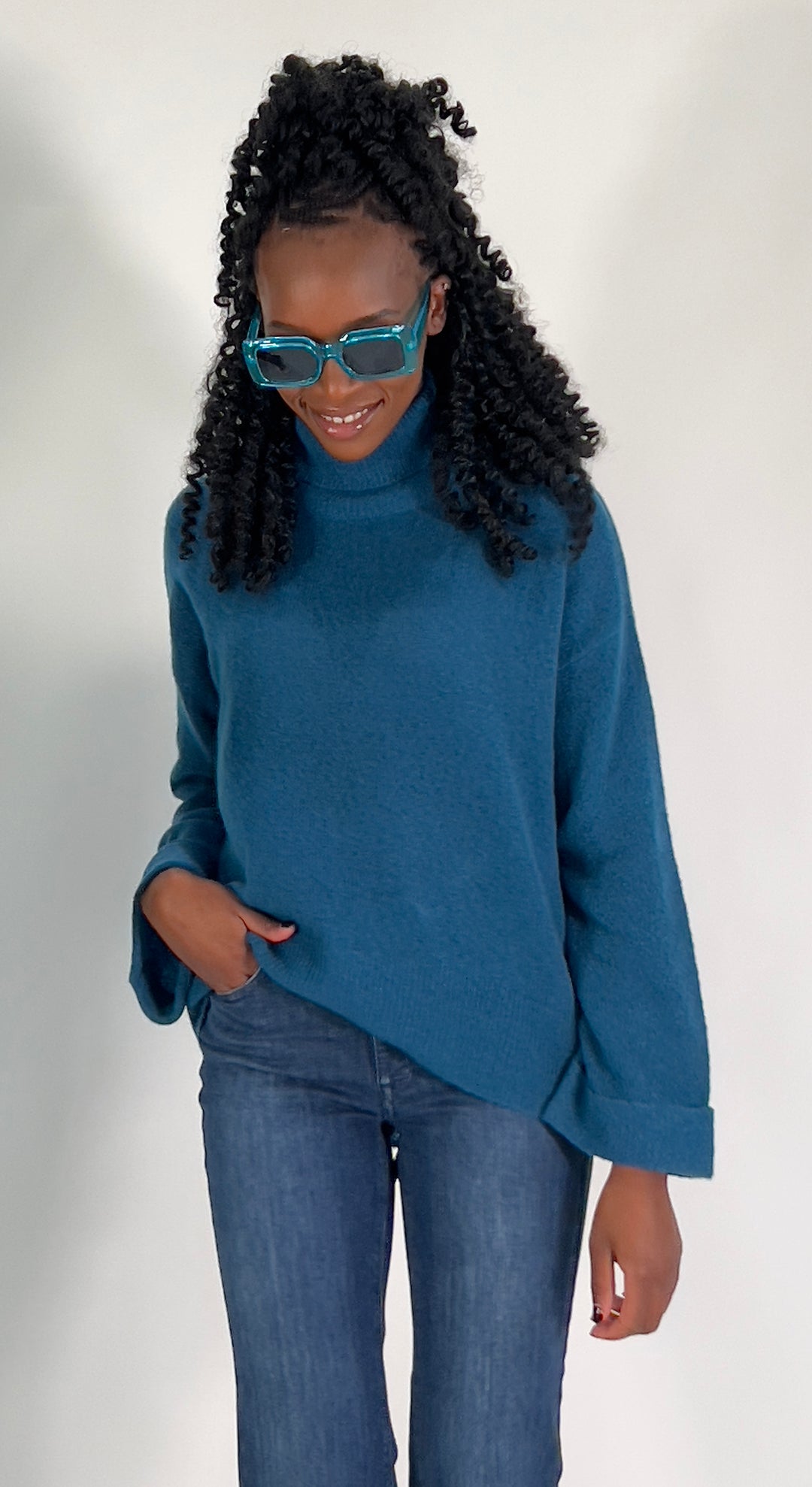 Rollkragen-Pulli mit Cashmere