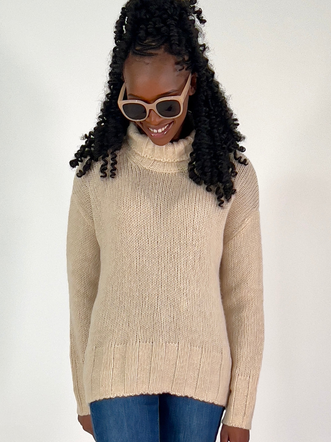 Rollkragen-Pulli Cashmere Seide