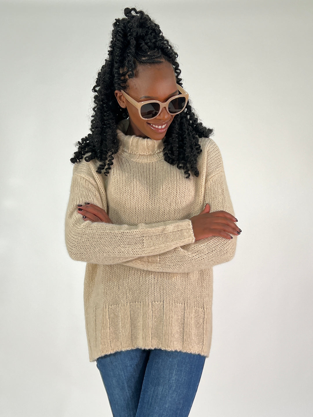 Rollkragen-Pulli Cashmere Seide