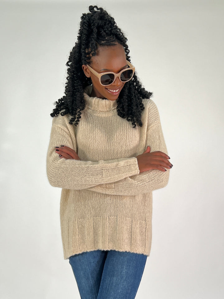 Rollkragen-Pulli Cashmere Seide