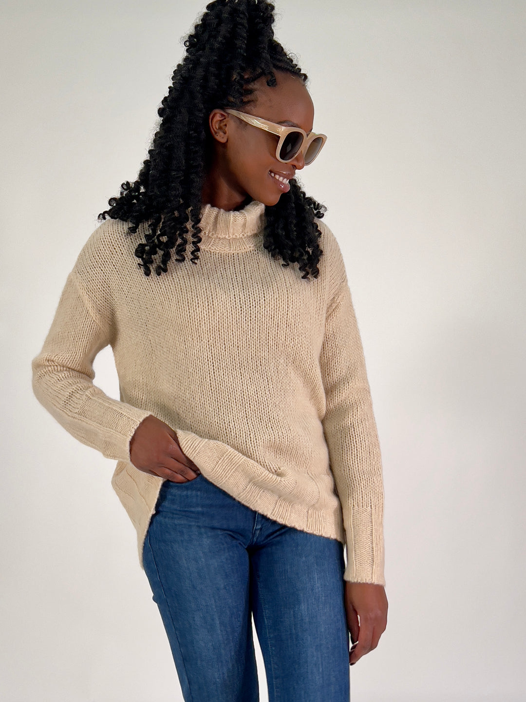 Rollkragen-Pulli Cashmere Seide