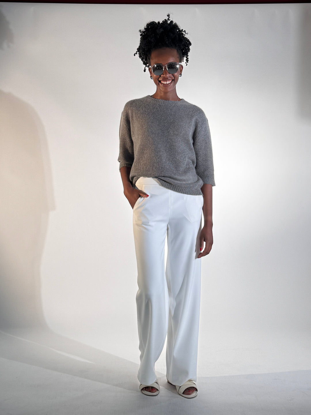 Cashmere-Pulli  Rundhals 3/4-Arm