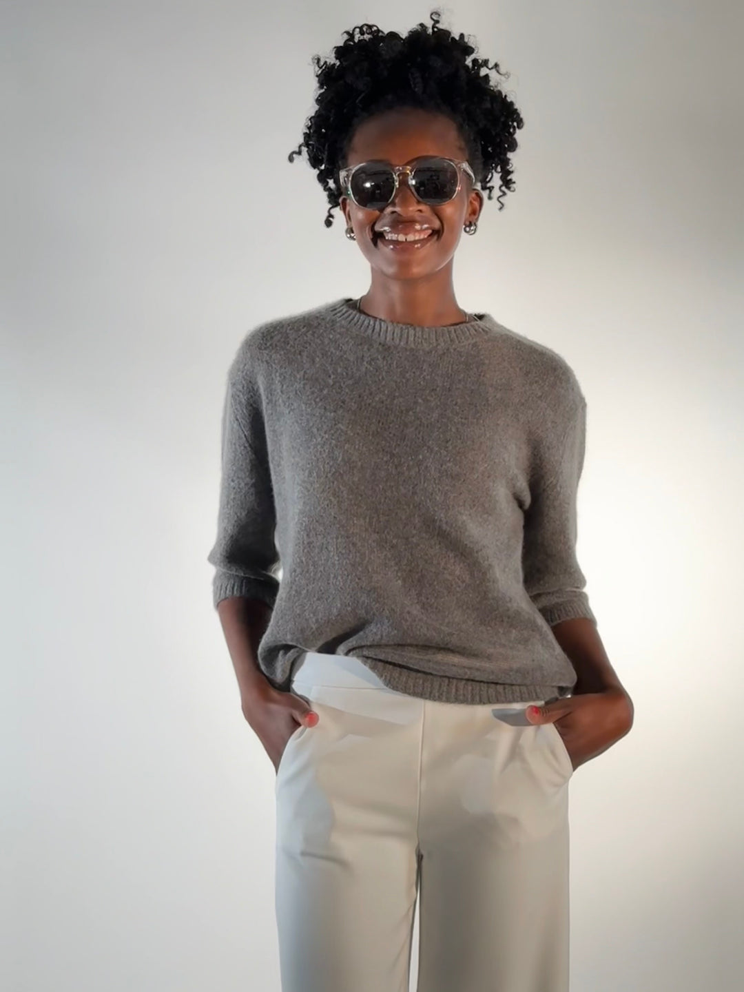 Cashmere-Pulli  Rundhals 3/4-Arm