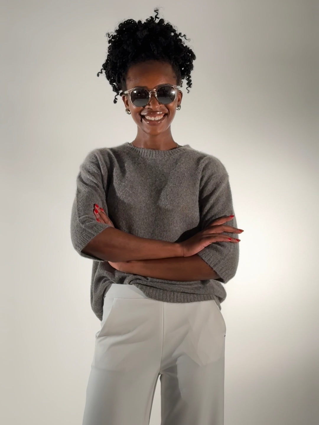 Cashmere-Pulli  Rundhals 3/4-Arm