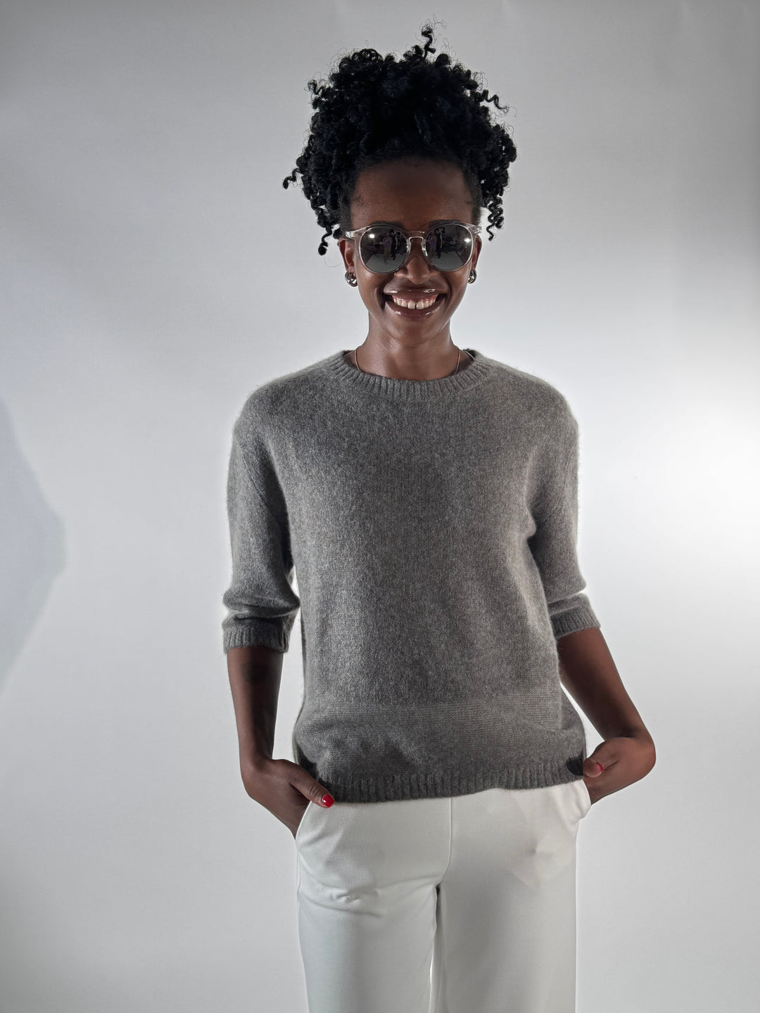 Cashmere-Pulli  Rundhals 3/4-Arm