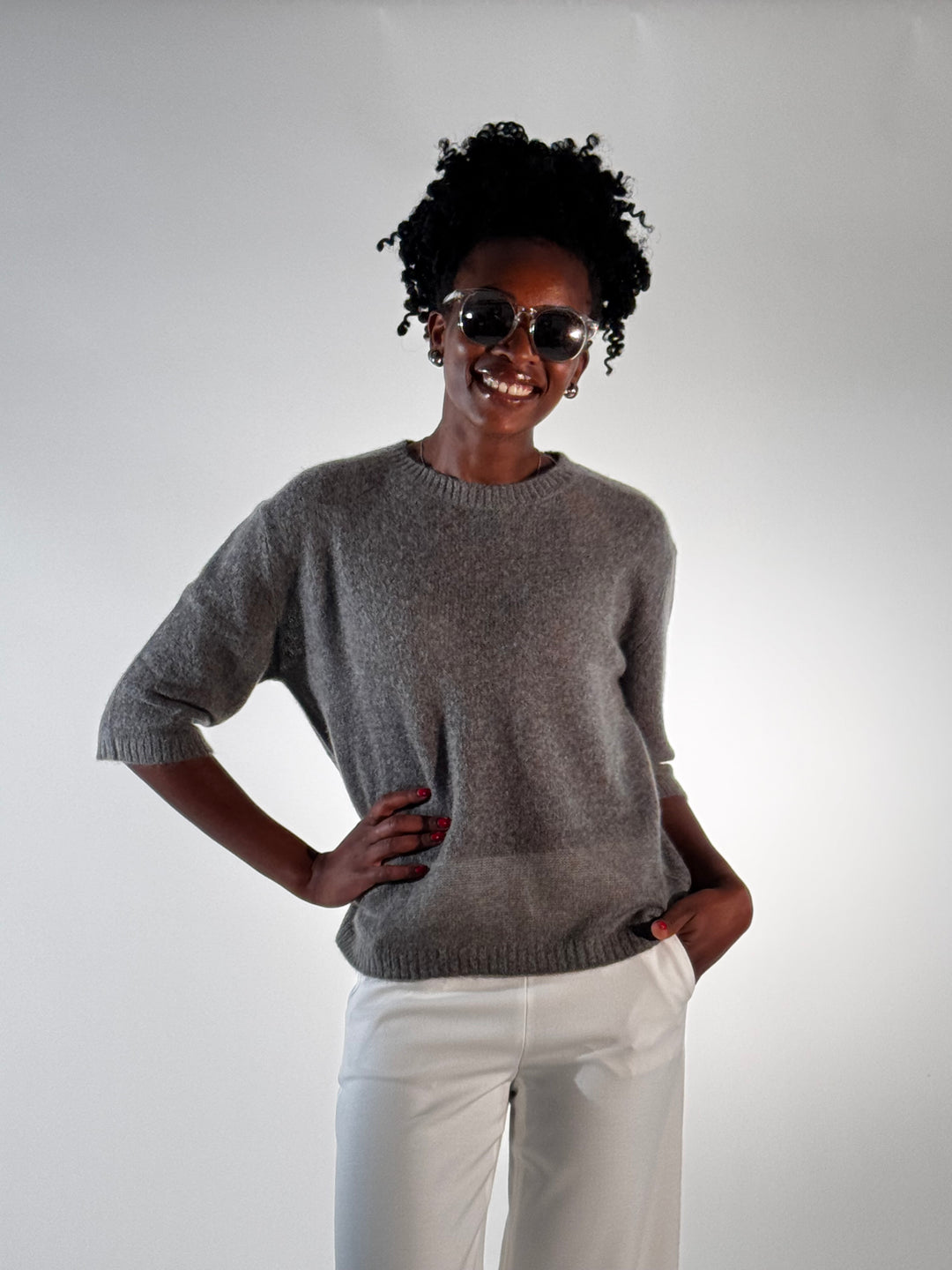 Cashmere-Pulli  Rundhals 3/4-Arm