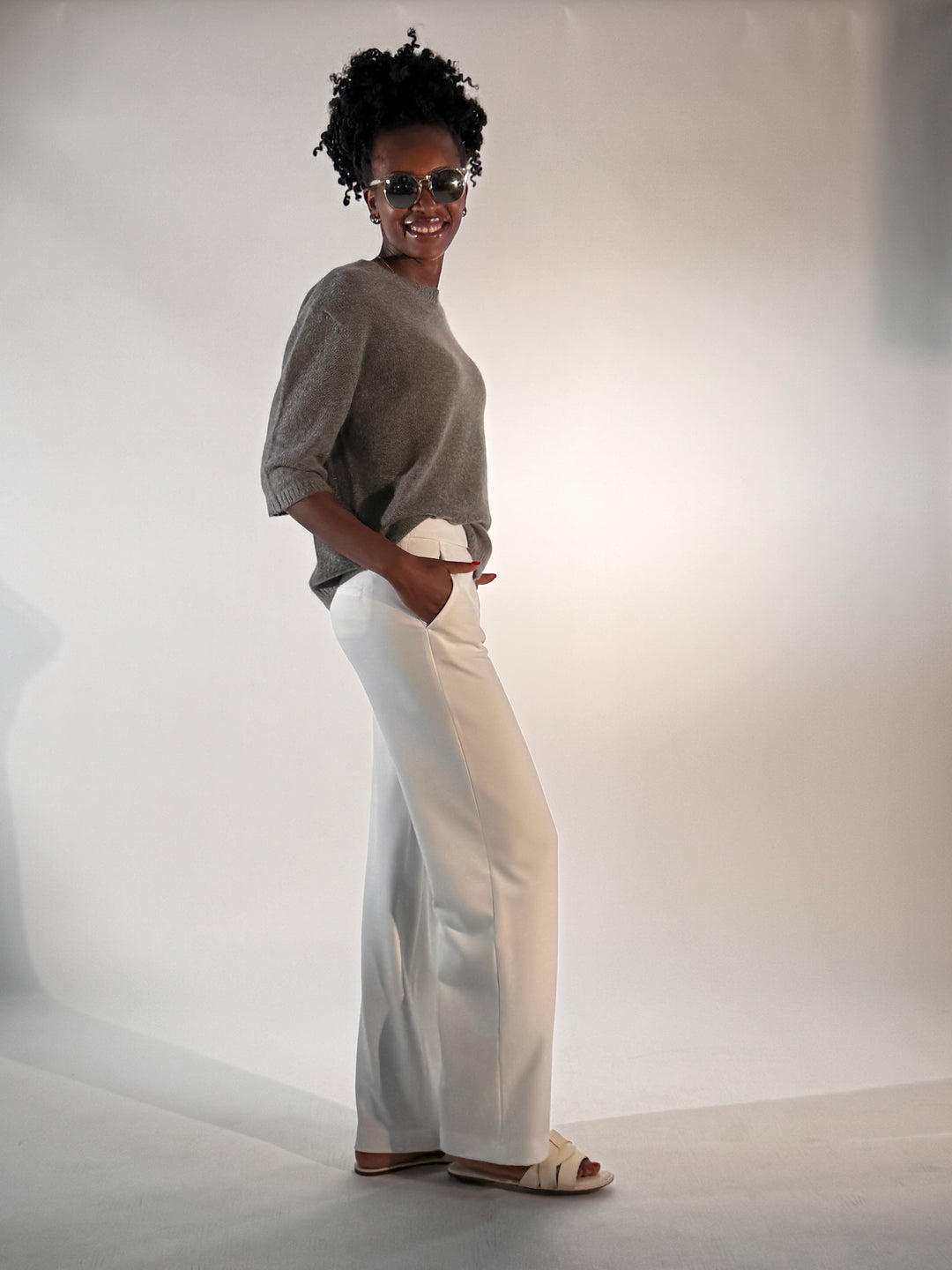Cashmere-Pulli  Rundhals 3/4-Arm