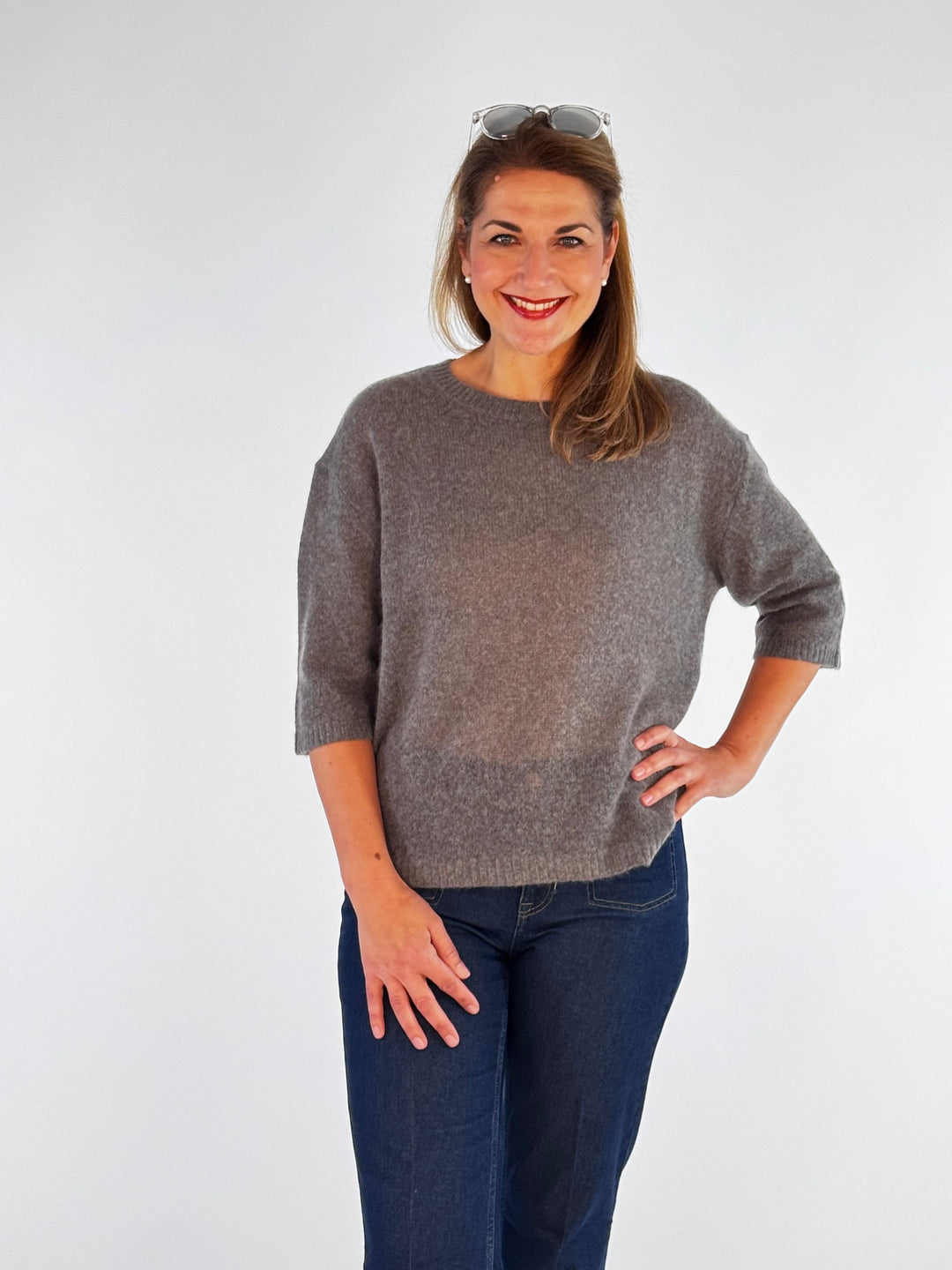 Cashmere-Pulli  Rundhals 3/4-Arm