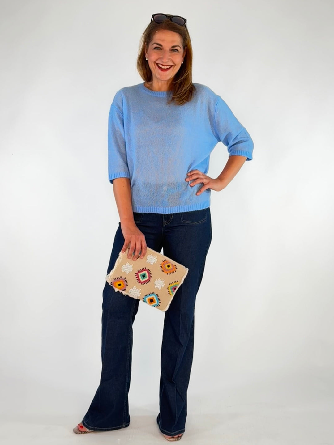 Cashmere-Pulli  Rundhals 3/4-Arm
