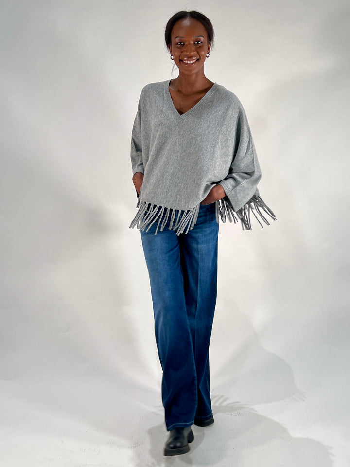 V-Neck Poncho mit Arm
