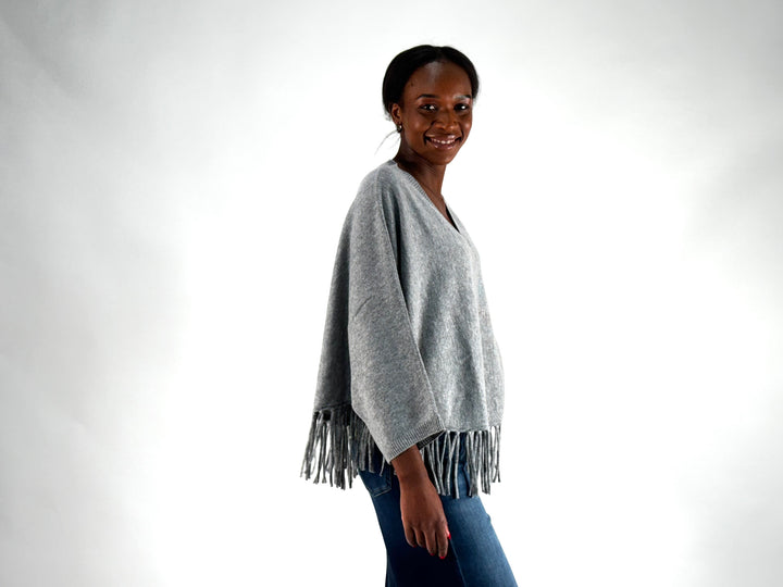 V-Neck Poncho mit Arm