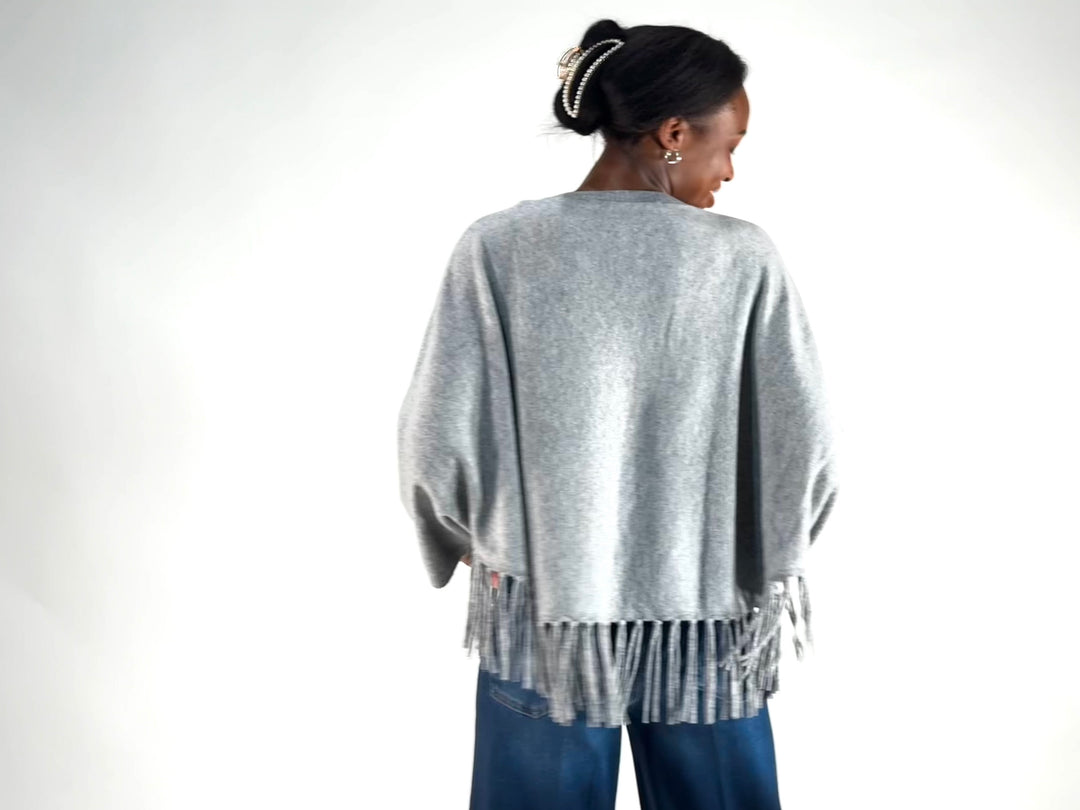 V-Neck Poncho mit Arm