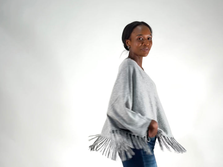 V-Neck Poncho mit Arm