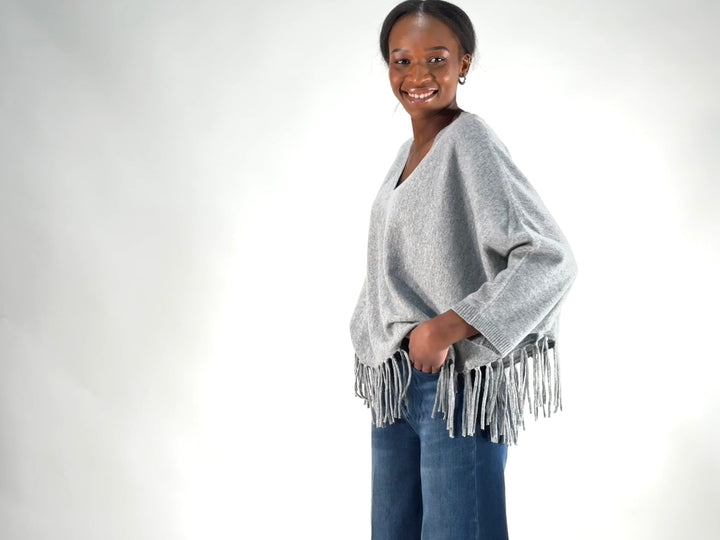 V-Neck Poncho mit Arm