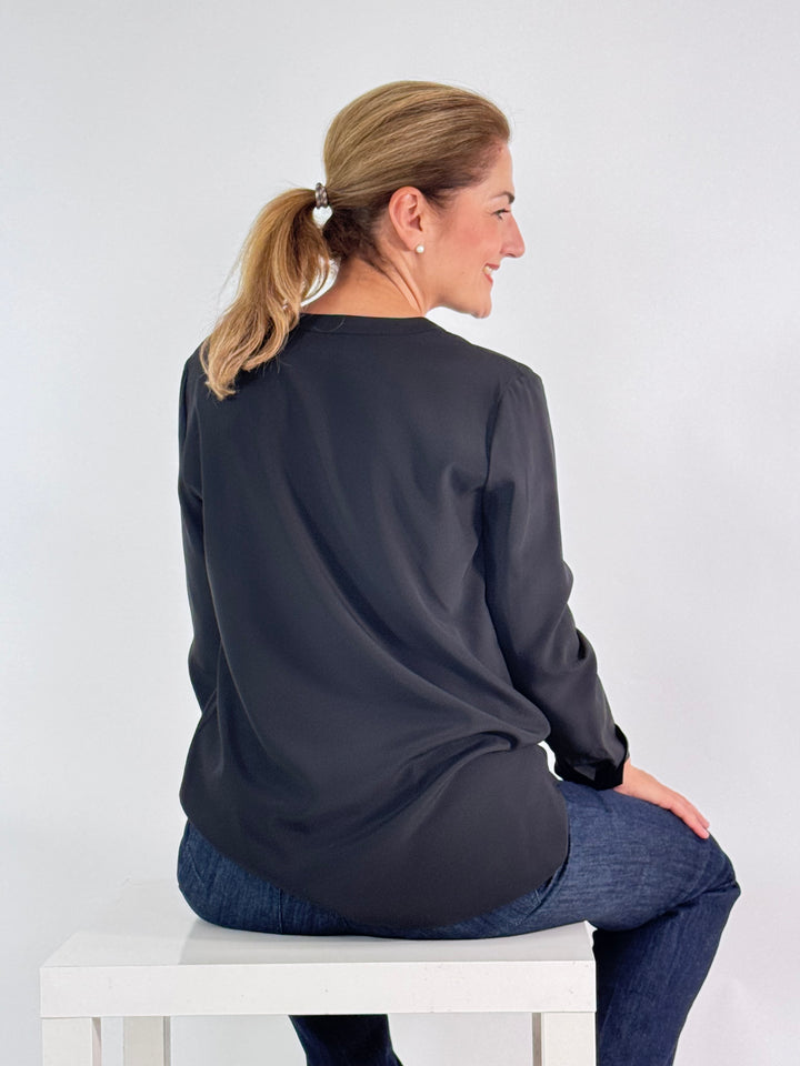 V-Bluse Uni Basic-Color