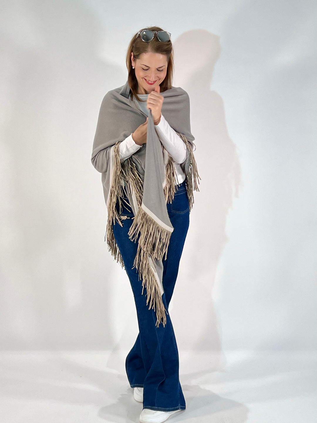 Dreieckstuch mit Lederfransen Vegan