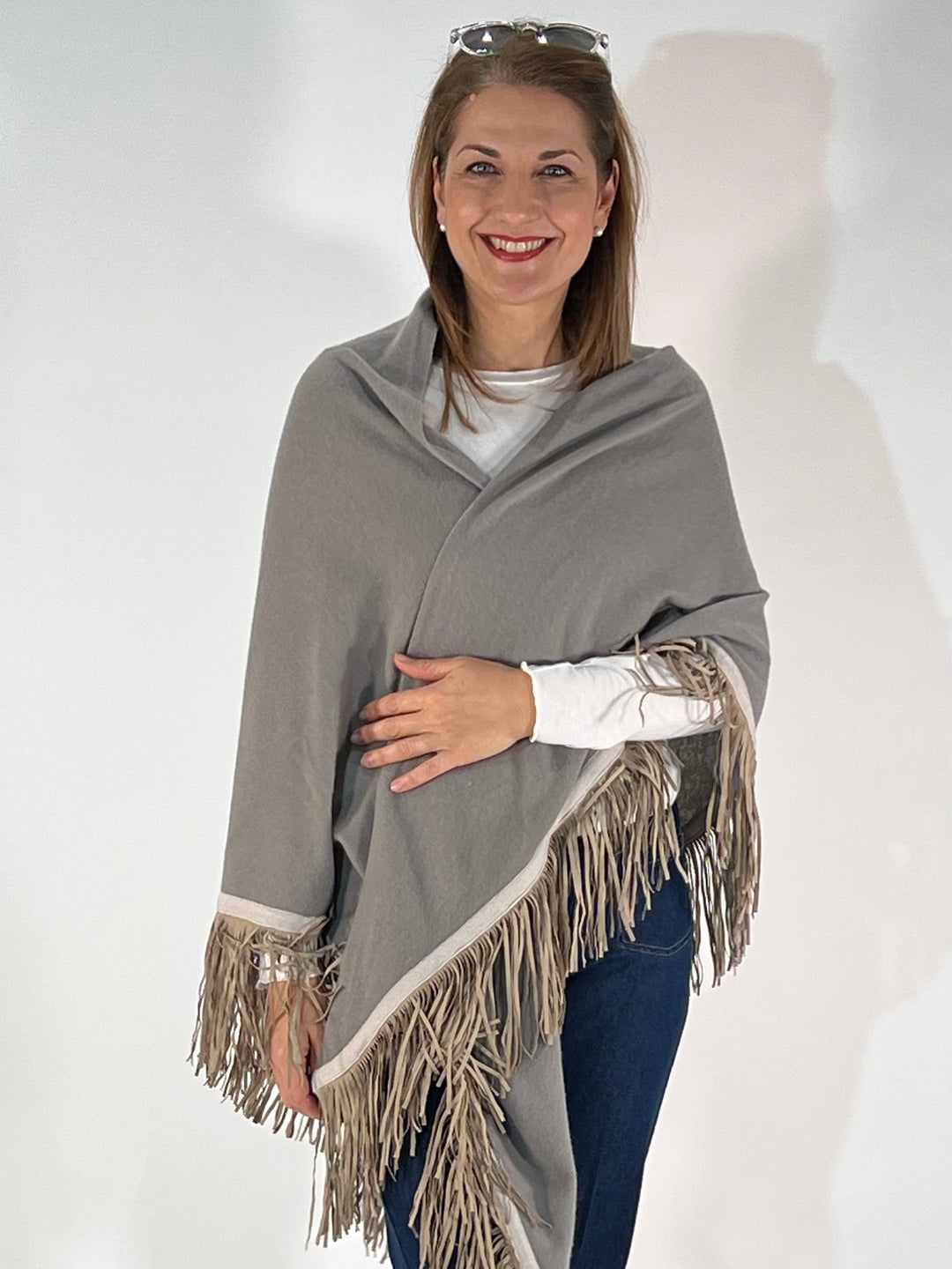 Dreieckstuch mit Lederfransen Vegan